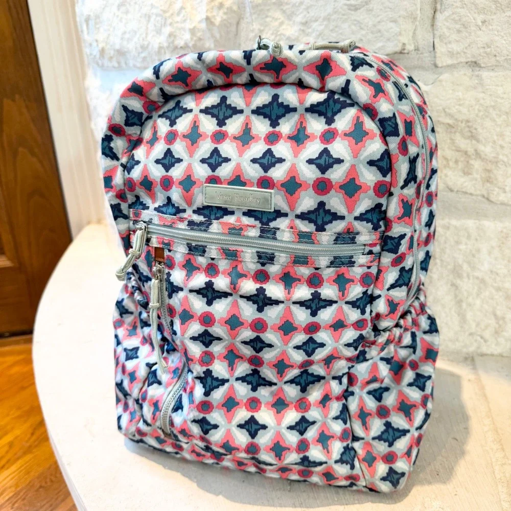 Vera Bradley Lighten Up Grand Backpack Geometric Water Geo  Diamond Print